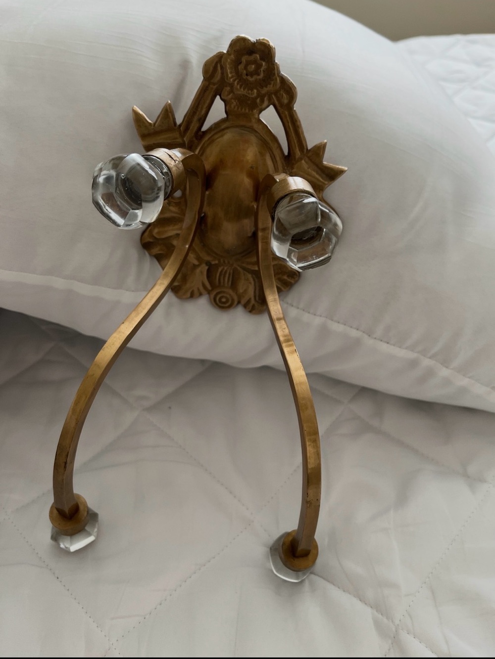 One Pair of Gold Two-Arm Wall Sconce with Glass Finials - Picture 4 of 4